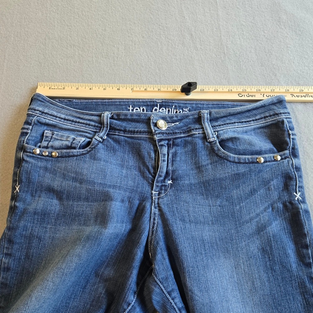 Ten Denim USA Bootcut Jeans Womens 10 Blue Angel Wing Embellished Studded Y2K - Picture 7 of 9